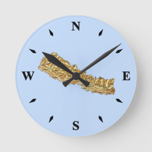Landkarte Nepal Runde Wanduhr