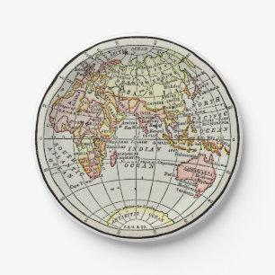 Landkarte Ost-Hemisphäre Globe Travel Art Pappteller