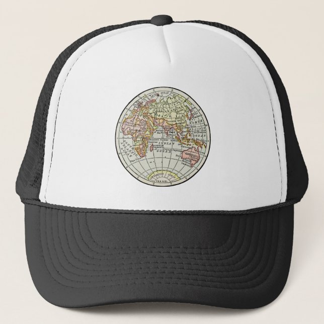 Landkarte Ost-Hemisphäre Globe Travel Art Truckerkappe (Vorderseite)