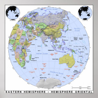 Landkarte Ost-Hemisphäre Poster