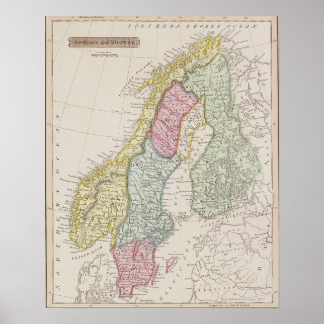 Landkarte Schwedens Poster (Vorne)