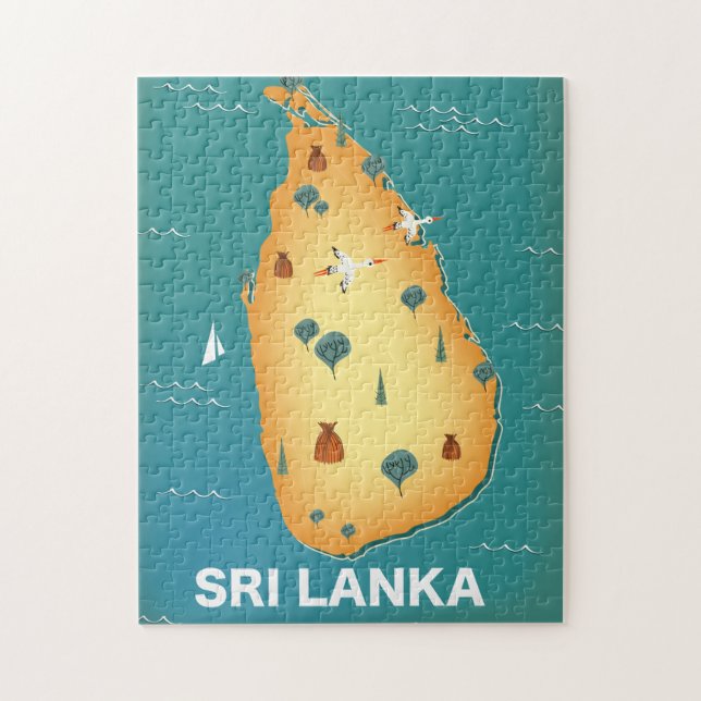 Landkarte Sri Lankas (Vertikal)