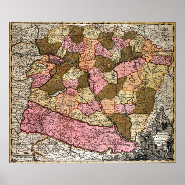 Landkarte Ungarns Poster (Vorne)