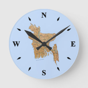 Landkarte von Bangladesch Runde Wanduhr