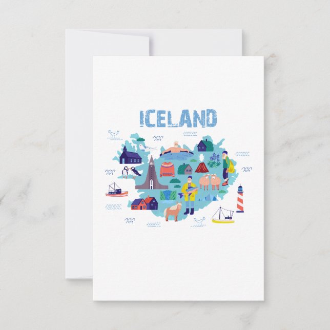 Landkarte von Island Dankeskarte (Vorderseite)