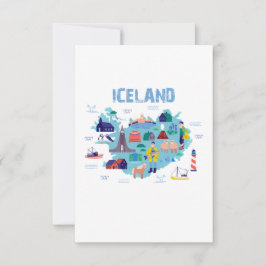 Landkarte von Island Dankeskarte