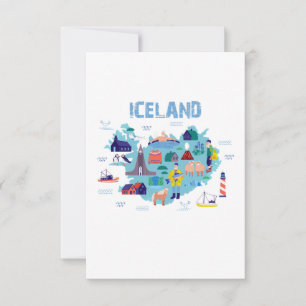Landkarte von Island Dankeskarte