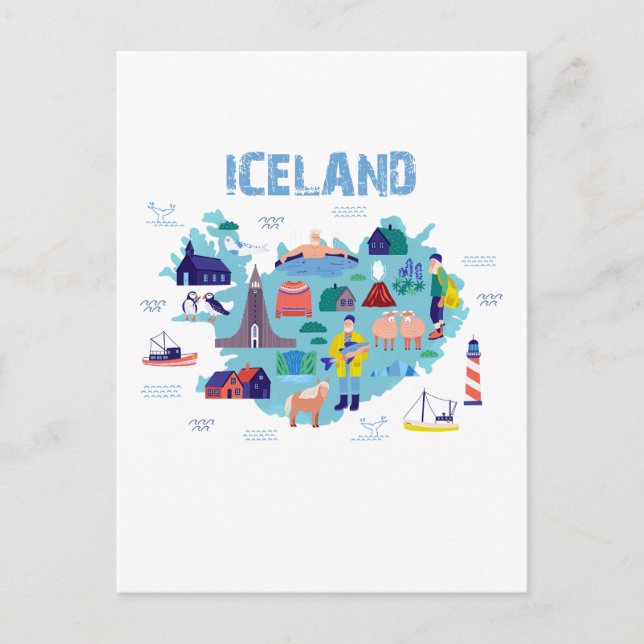 Landkarte von Island Postkarte (Vorderseite)