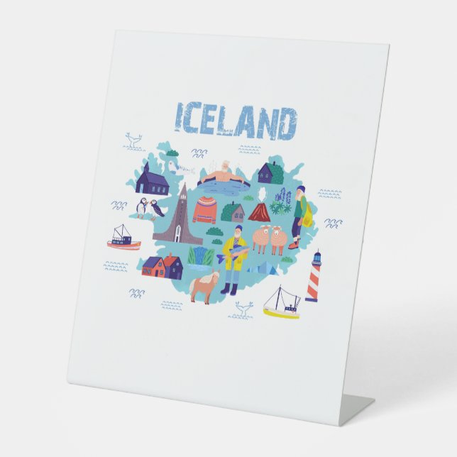Landkarte von Island Sockelschild (Vorderseite)