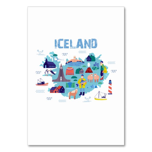 Landkarte von Island Tischnummer (Vorderseite)