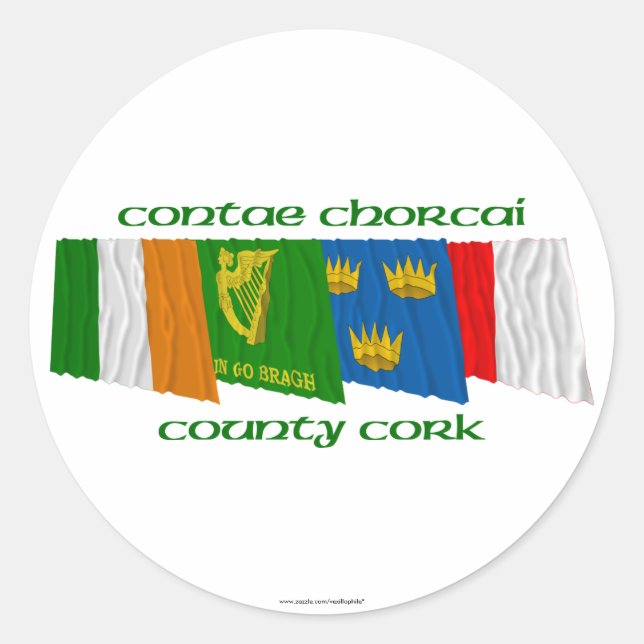 Landkreis Cork Flags Runder Aufkleber (Vorderseite)