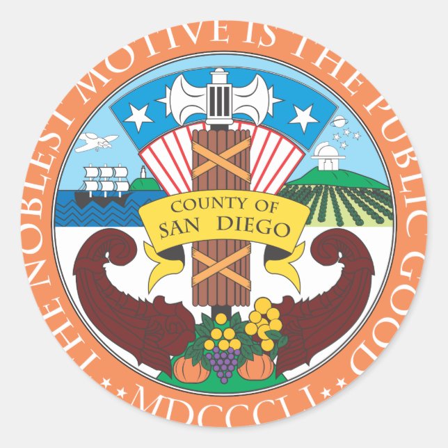 Landkreis des Siegels San Diego Runder Aufkleber (Vorderseite)