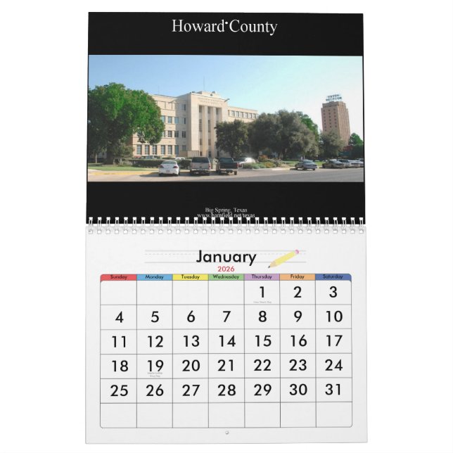 Landkreis-Gericht-Wandkalender Texas 12 Kalender (Jan 2026)