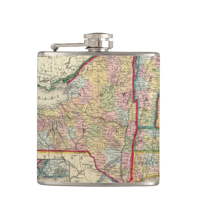 Landkreis-Karte der Staaten von New York Flachmann (Vorderseite)