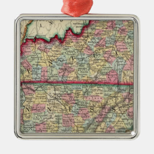 Landkreis-Karte von Kentucky und von Tennessee Ornament Aus Metall