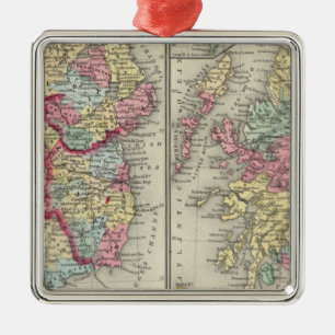 Landkreis-Karte von Schottland Silbernes Ornament