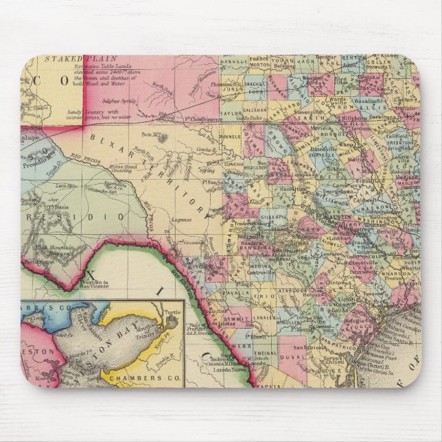 Landkreis Karte von Texas Mousepad (Vorne)