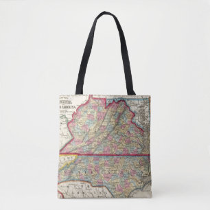 Landkreis-Karte von Virginia und von Nord-Carolina Tasche