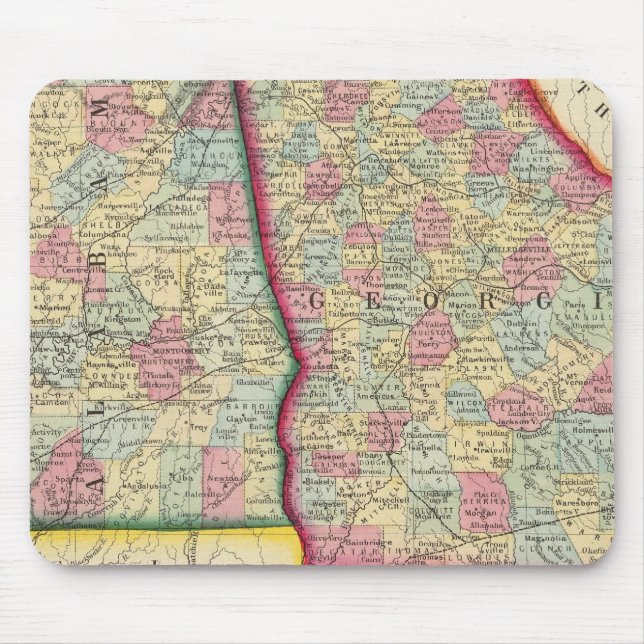 Landkreis Map of Georgia und Alabama Mousepad (Vorne)