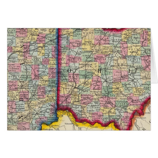 Landkreis Map of Ohio und Indiana (Vorderseite (Horizontal))