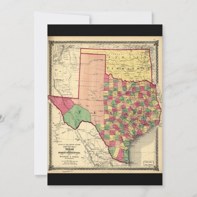 Landkreis Map of Texas and Indian Territory (1874) (Vorderseite)
