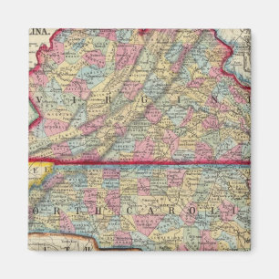 Landkreis Map of Virginia und North Carolina Magnet