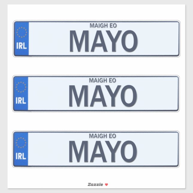 Landkreis Mayo Irish Reg Plate Decal Stickers x 3 Aufkleber (Blatt)