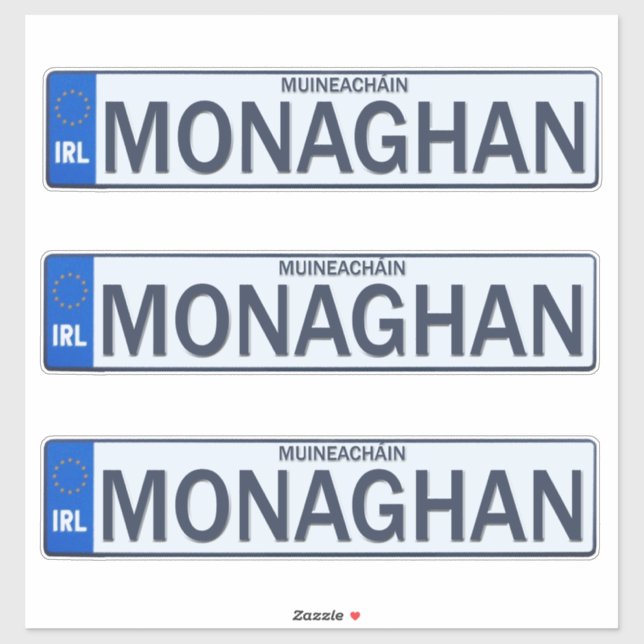 Landkreis Monaghan Irish Reg Plate Decal Stickers  Aufkleber (Blatt)