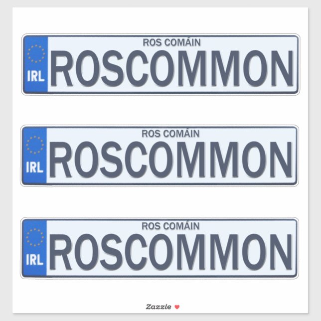Landkreis Roscommon Irish Reg Plate Decal Stickers Aufkleber (Blatt)