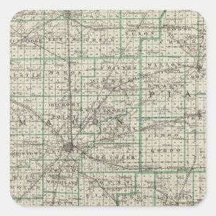 Landkreis von Platt, De Witt, Macon, Shelby Quadratischer Aufkleber
