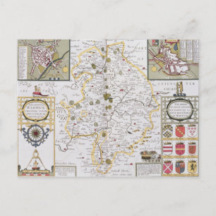 Landkreis von Warwick, Shire Town und City of Postkarte