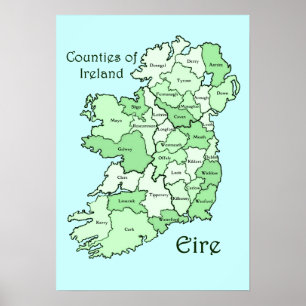 Landkreise von Irland-Karte Poster