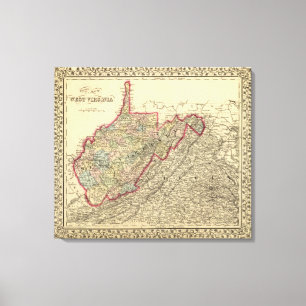 Landkreiskarte West Virginia Leinwanddruck