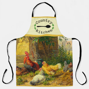 Landküche Bauernhof Hahn Hühner Schürze