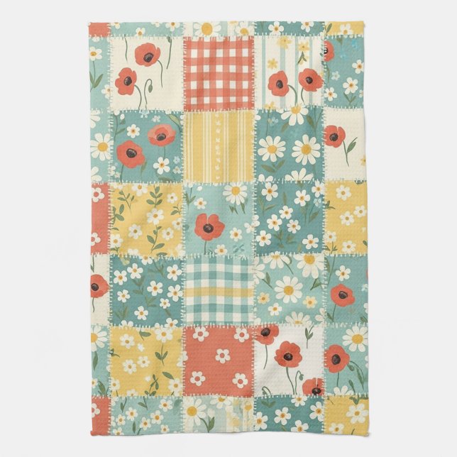 Landküchen-Blumenmuster Geschirrtuch (Vertikal)