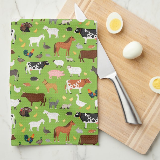 Landküchenhandtücher - Landtiere - Geschenke Geschirrtuch (Viertel Falte)