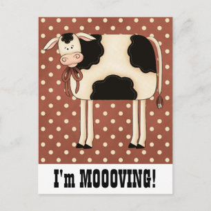 Landkuh Lady Umzug der Adressenmitteilung Ankündigungspostkarte