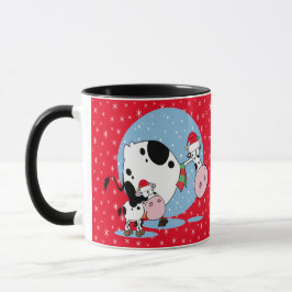Landkühe mit roten Weihnachtsmannmützen Tasse