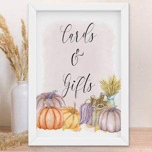 Landkürbis-Rosa-Herbstkarten und Geschenke Poster