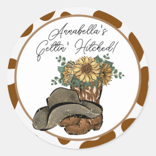 Landleben-Cowgirl-Junggesellinnenabschiedsparty Runder Aufkleber