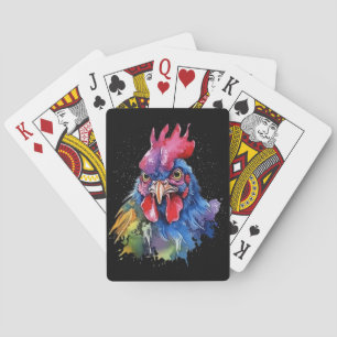 Landlebendekarte Huhn Wasserfarben Stil Poker Spielkarten