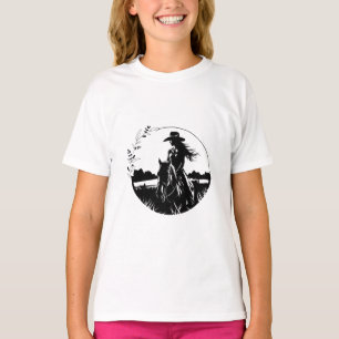 Ländlich elegante Pferd-Cowgirl Western-Reitsport T-Shirt