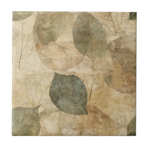 Ländlich Naturinspiriertes Blatt - Botanische Kuns Fliese