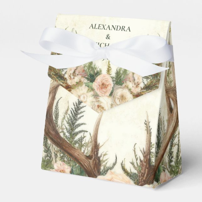 Ländlich-rüstikale Geweih-Waldlandschaft Geschenkschachtel (Vorderseite)