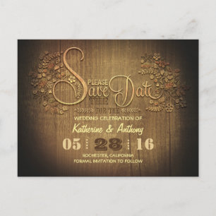 ländlich rustikale Save-the-Date-Postkarte aus Hol Ankündigungspostkarte