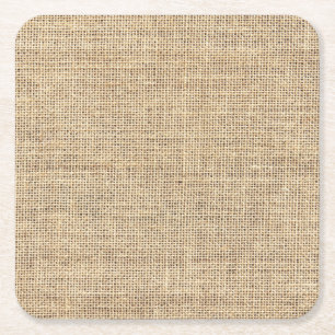 Ländlich rustikales Vintage-Jute Rechteckiger Pappuntersetzer