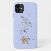 ländlich staubiges Blau Aquarell Blumenstrauß