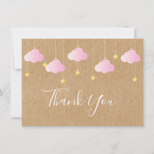 Ländlich süße rosa Wolken Goldene Sterne Danke