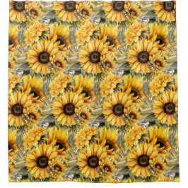 Ländliche Americana-Sonnenblumen-Duschvorhänge im Duschvorhang