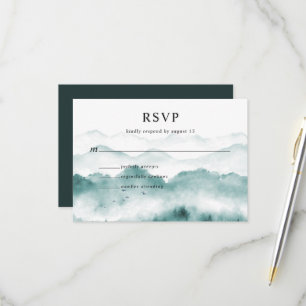Ländliche Aquarell-Bergkiefern RSVP Karte